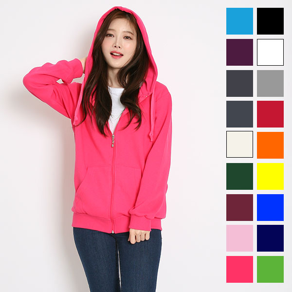 베이직 특양면 집업 후드티 긴팔/단체티/인쇄/나염/전사/후로피/칼라/자수/단체복/단체티