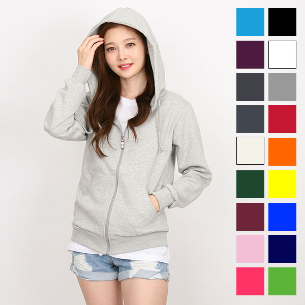 베이직 특양면 집업 후드티 긴팔/단체티/인쇄/나염/전사/후로피/칼라/자수/단체복/단체티