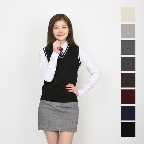니트 선조끼 /단체/인쇄/나염/전사/후로피/칼라/자수/로고/교복/학교